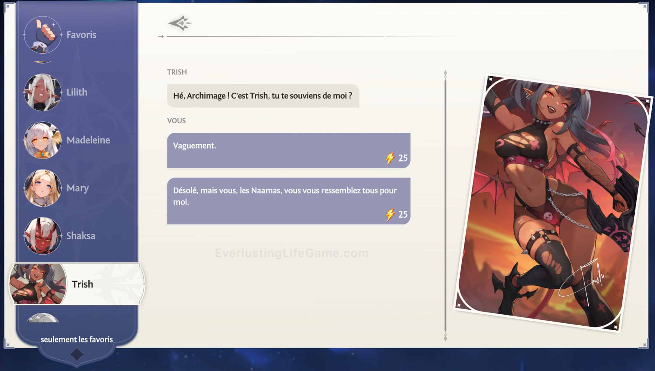 Chat avec la déesse Trish