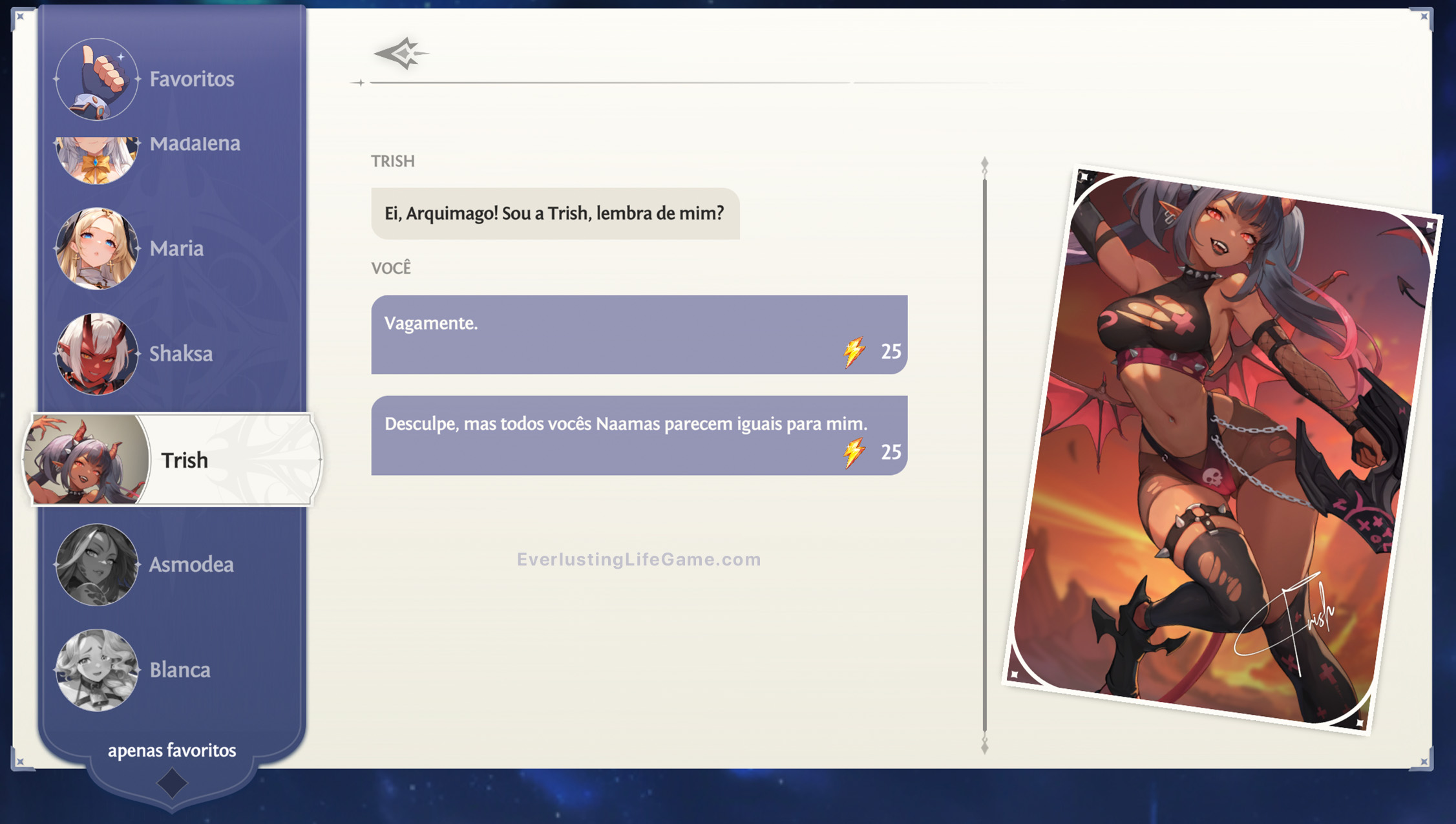 Conversa com a semi-deusa Trish