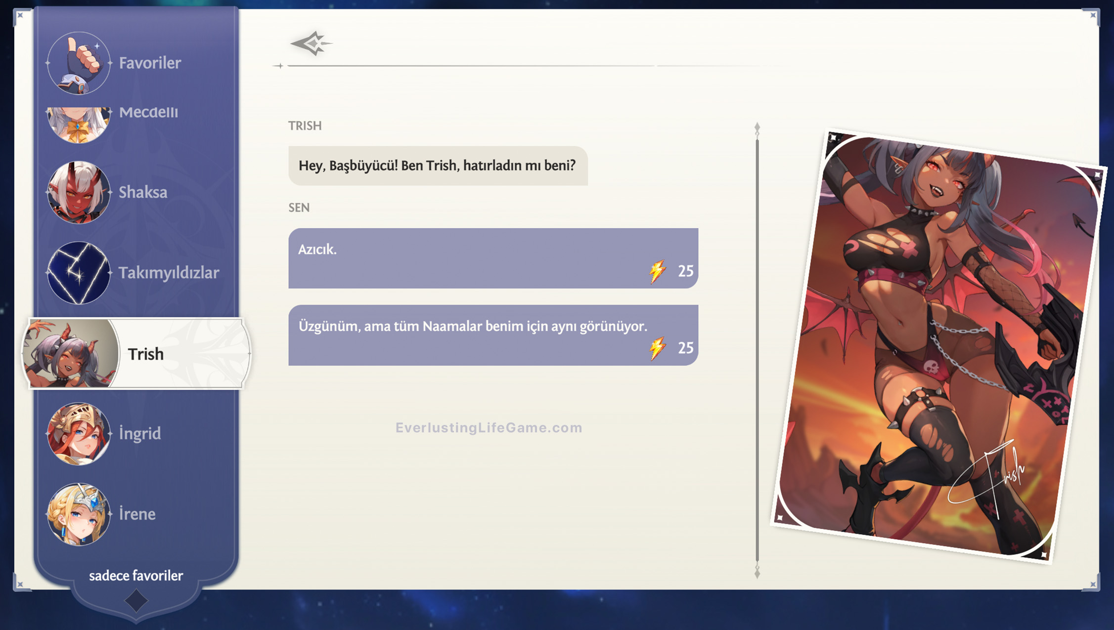 Tanrıça Trish ile sohbet